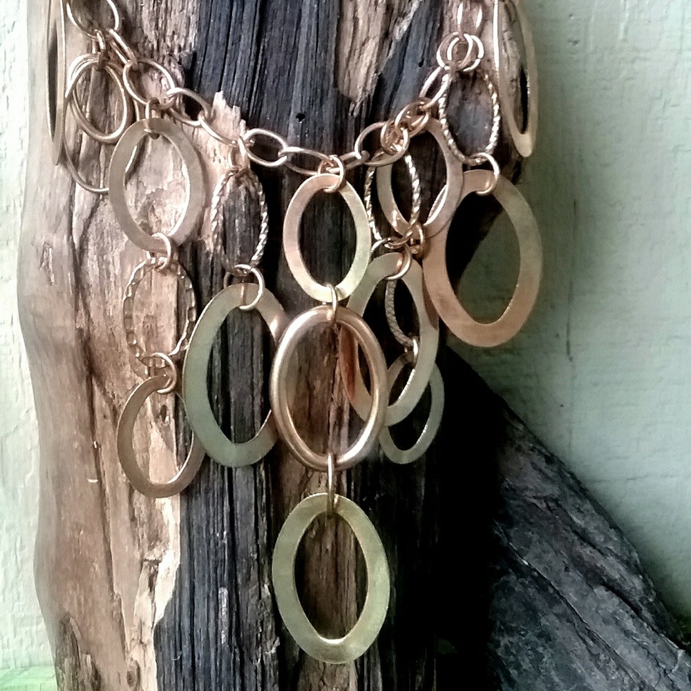 Vintage BOHO gold tone multilayered necklace